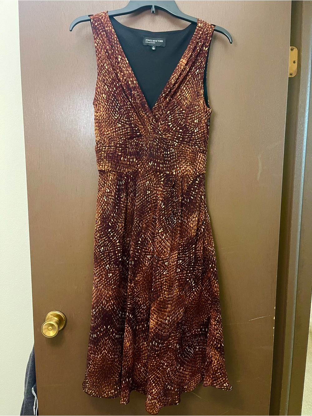 Jones New York Collection 100% Silk A Line Dress, Monarch Butterfly Print, Sz 4